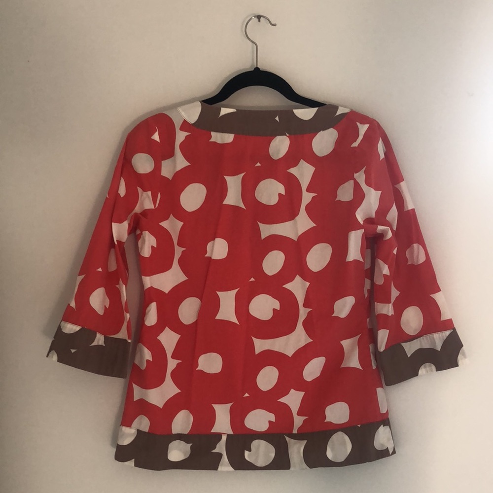 Boden Coral Red & Brown Print Tunic Top - Picture 13 of 13